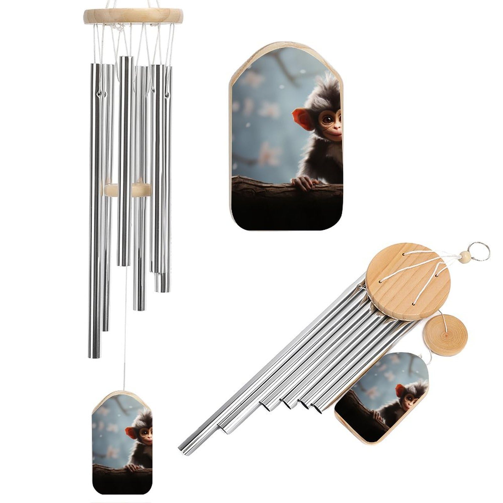Carillon éolien singe mignon pour décoration de jardin et balcon zen