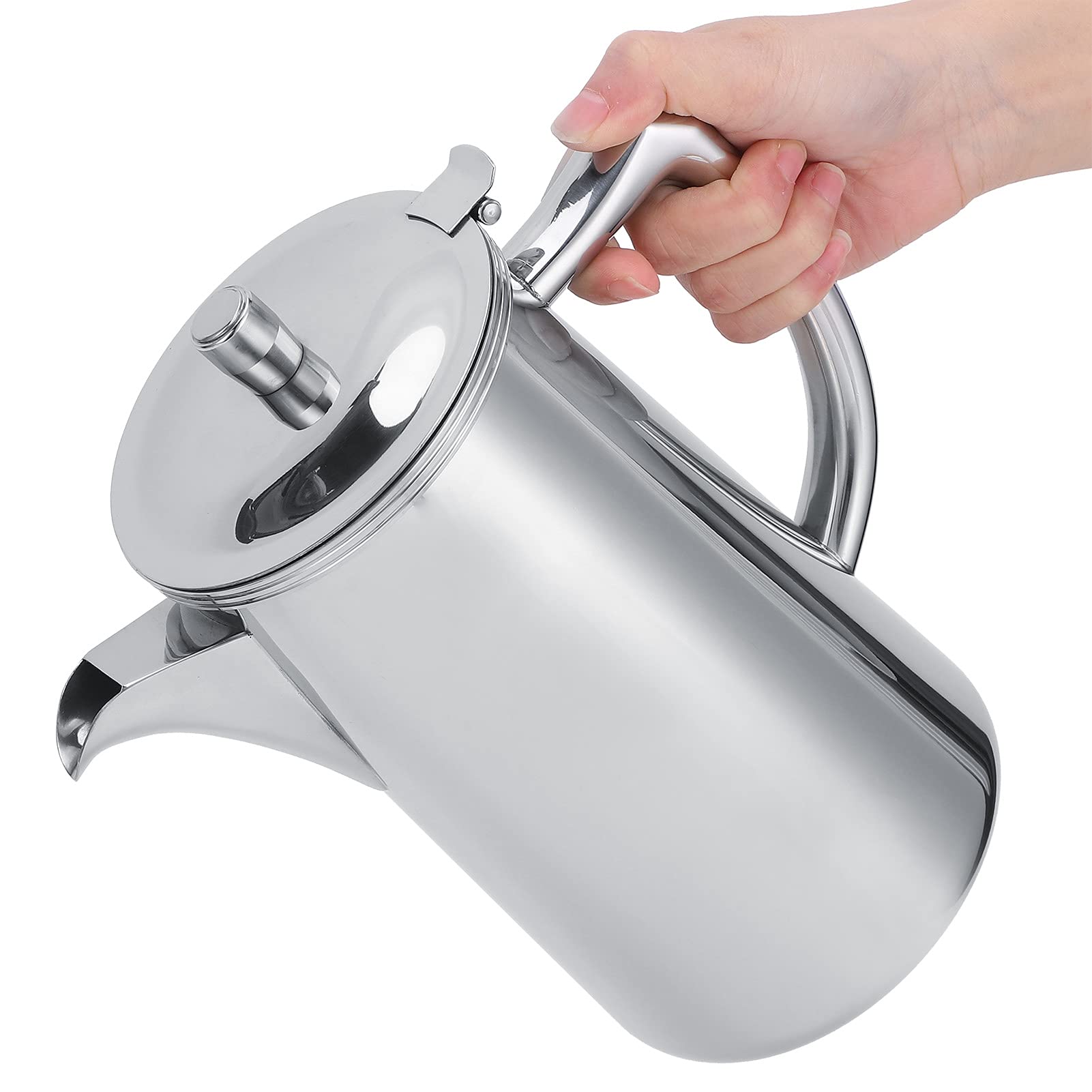 ZJchao Jarra de Agua, Jarra de té Hervidor Frío de Acero Inoxidable de 2 Litros Tetera de Agua Multifuncional de Jugo de café de Mano con Asa para el Hogar Restaurante Café Jugo de