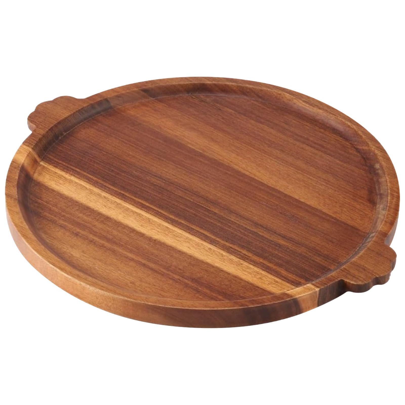 COLLBATH Bandeja Redonda Grande de Madera para Servir - Bandeja Circular de Madera con Asas - Plato Redondo para Servir Desayuno, Bebidas y Aperitivos en la Mesa del Comedor.