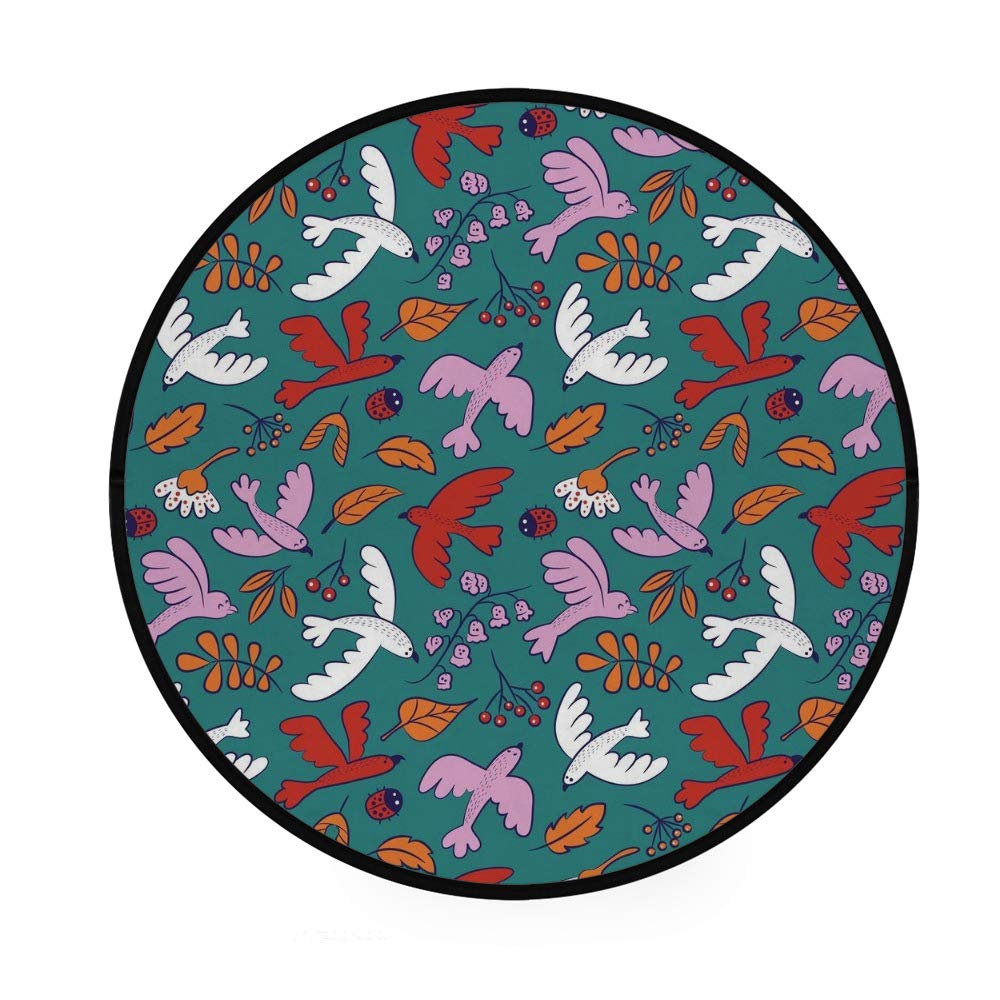 Paillasson rond cuisine salon tapis absorbant dessin animé oiseaux