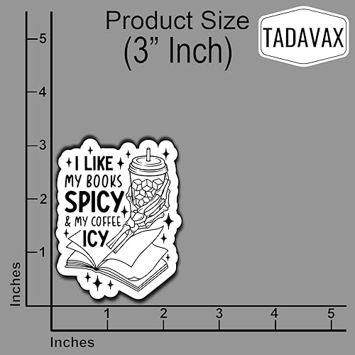 Miniatura 2 de (3 piezas) I Like My Books Spicy and My Coffee ICY - Calcomanías divertidas para libros helados, asistente de agua de lectura, calcomanías de vinilo