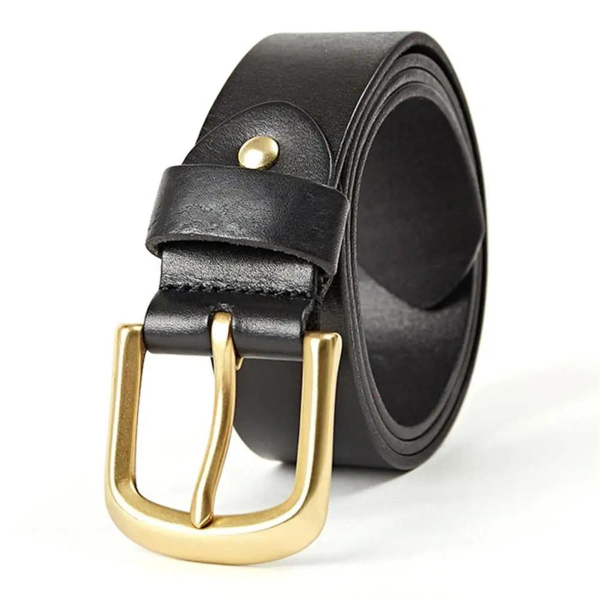3,8 Cm Breiter Herrengürtel Aus Rindsleder, Lässig, 100% Echtes Leder, Vintage-Gürtel Mit Messing-Dornschließe