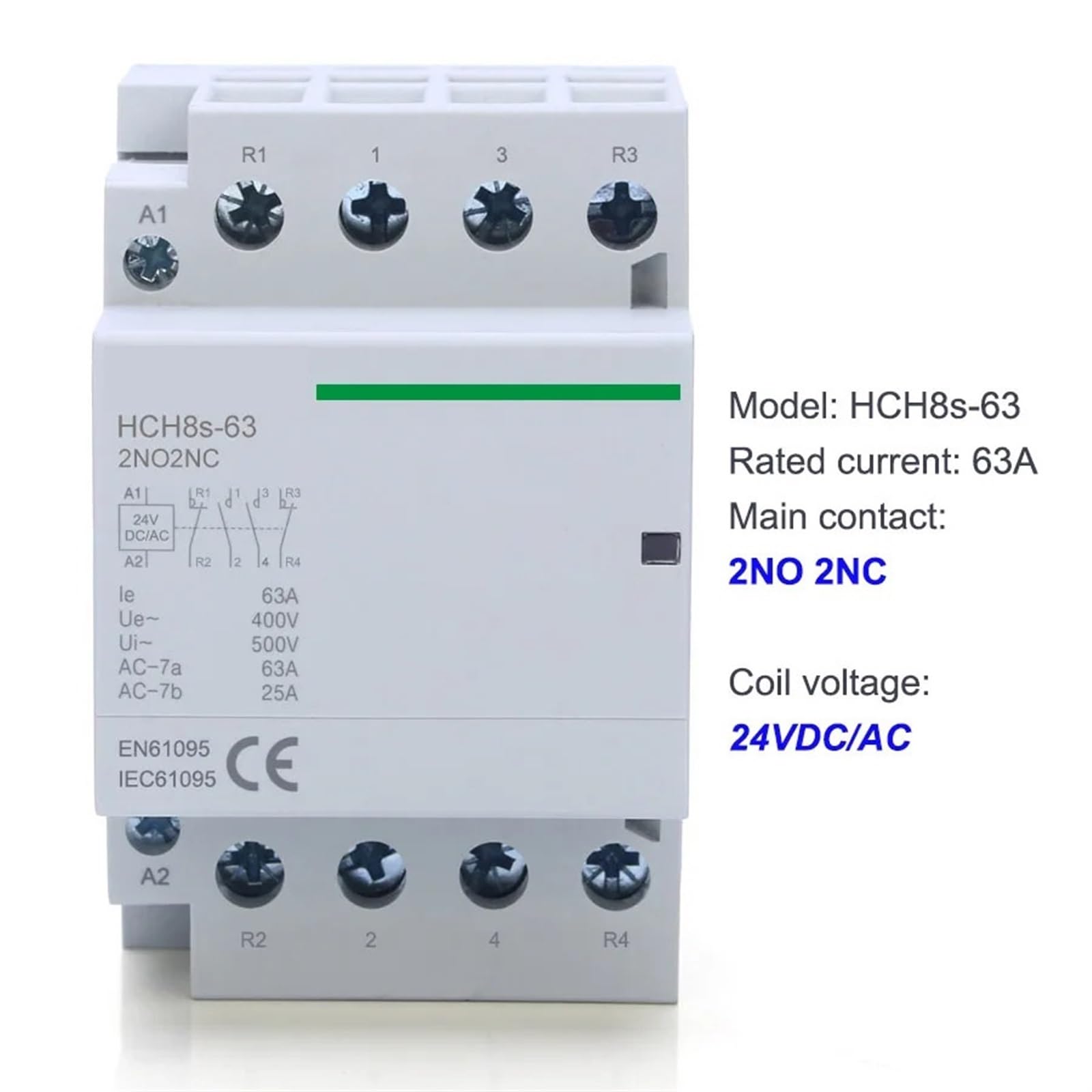 HCH8s-63 Stycznik modułowy automatyczny stycznik do użytku domowego na szynie DIN ICT 50/60 Hz 1 sztuka ochrona obwodu (4P 63A 4NO DC24V)