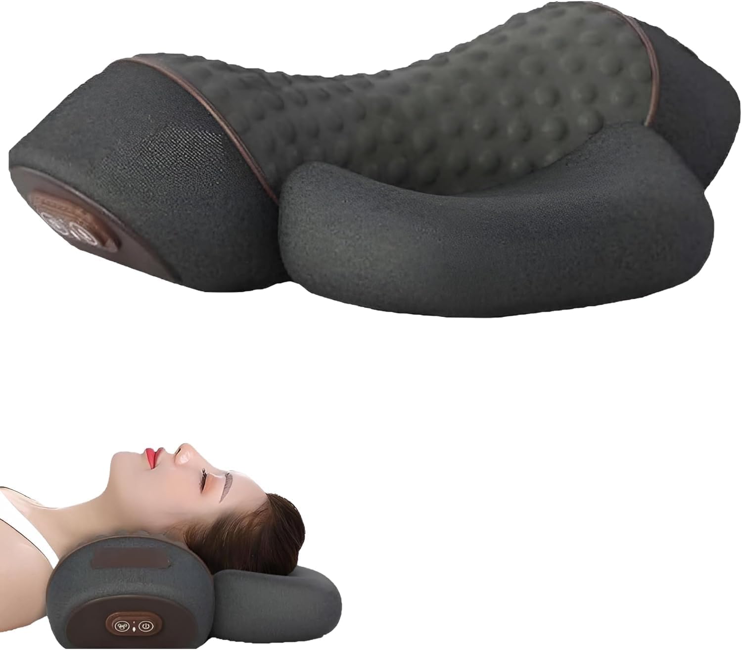 3-in-1 Heated Neck Massage Pillow | Memory Foam Cervical Support | Relaxation Pillow for Home & Office (Black)
