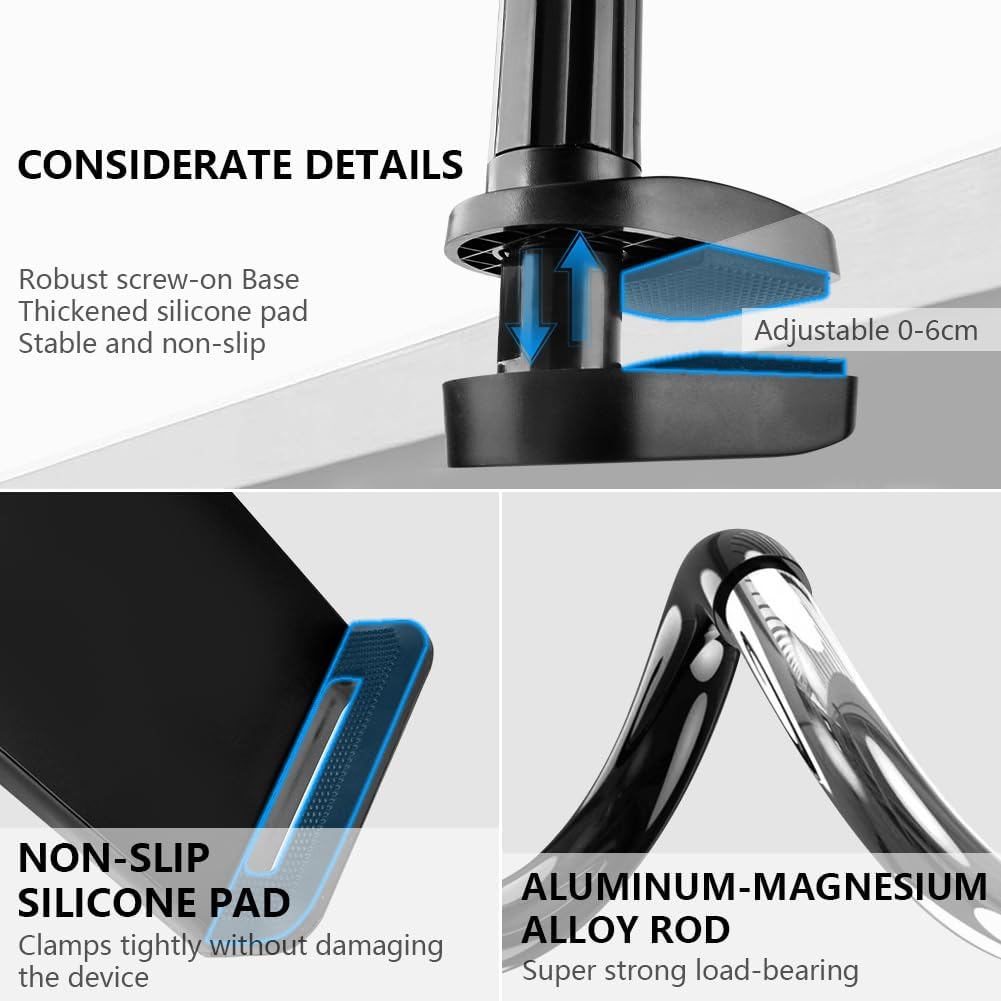 flintronic Porta Cellulare da Collo, Collo Oca Supporto Regolabile, Supporto Cellulare con 2 clip, Supporto Telefono, Universale Stand per iPhone, Switch, Samsung, Dispositivi da 4-12”, 80cm