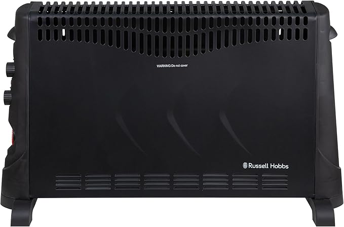 Russell Hobbs RHCVH4002B Calentador Convector Eléctrico de 2000 W/2 kW con Temporizador de 24h, 3 Ajustes de Temperatura, Protección Contra Sobrecalentamiento, Termostato Ajustable, 20 m2, Negro