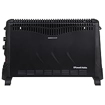Russell Hobbs Termoconvettore elettrico 2000W, 2KW con timer, 3 impostazioni di calore, protezione dal surriscaldamento, termostato regolabile, Nero