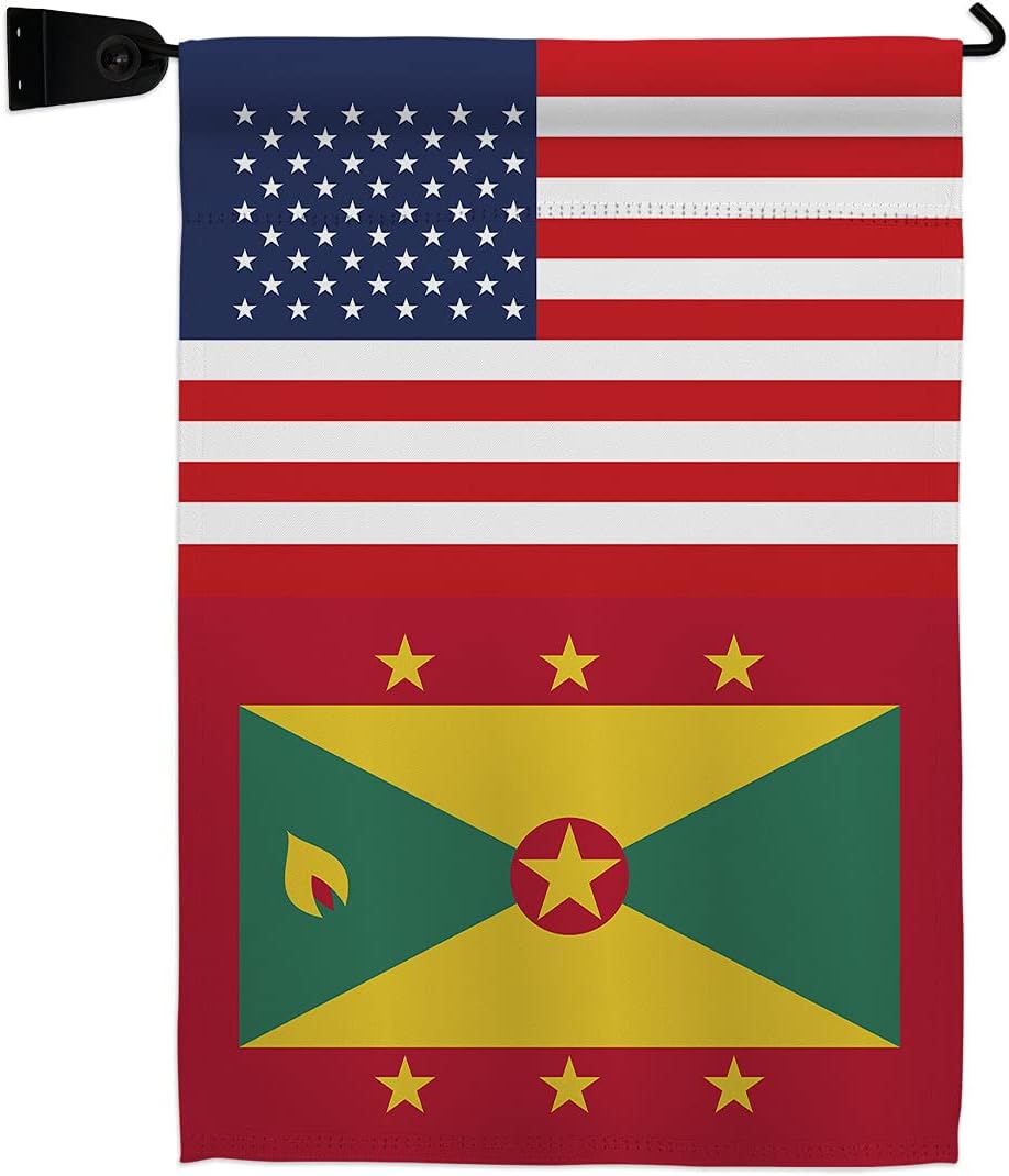 Grenada US Friendship Garden Flag Set Wall Holder Regional USA American Alliance World Country Particular Area Small Decorative Gift Yard House Banner Made In 13 X 18.5