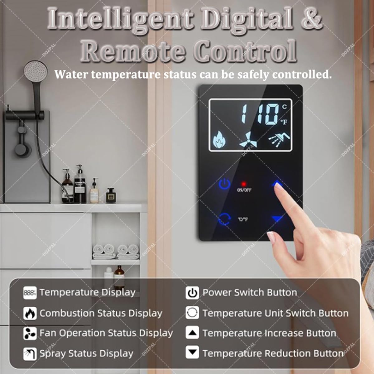 Calentador de Agua sin Tanque para vehículos recreativos de 8 l/min, 55 000 BTU, Calentador de Agua instantáneo a Pedido de 12 V CC con Control Remoto y Salida de Agua Doble B