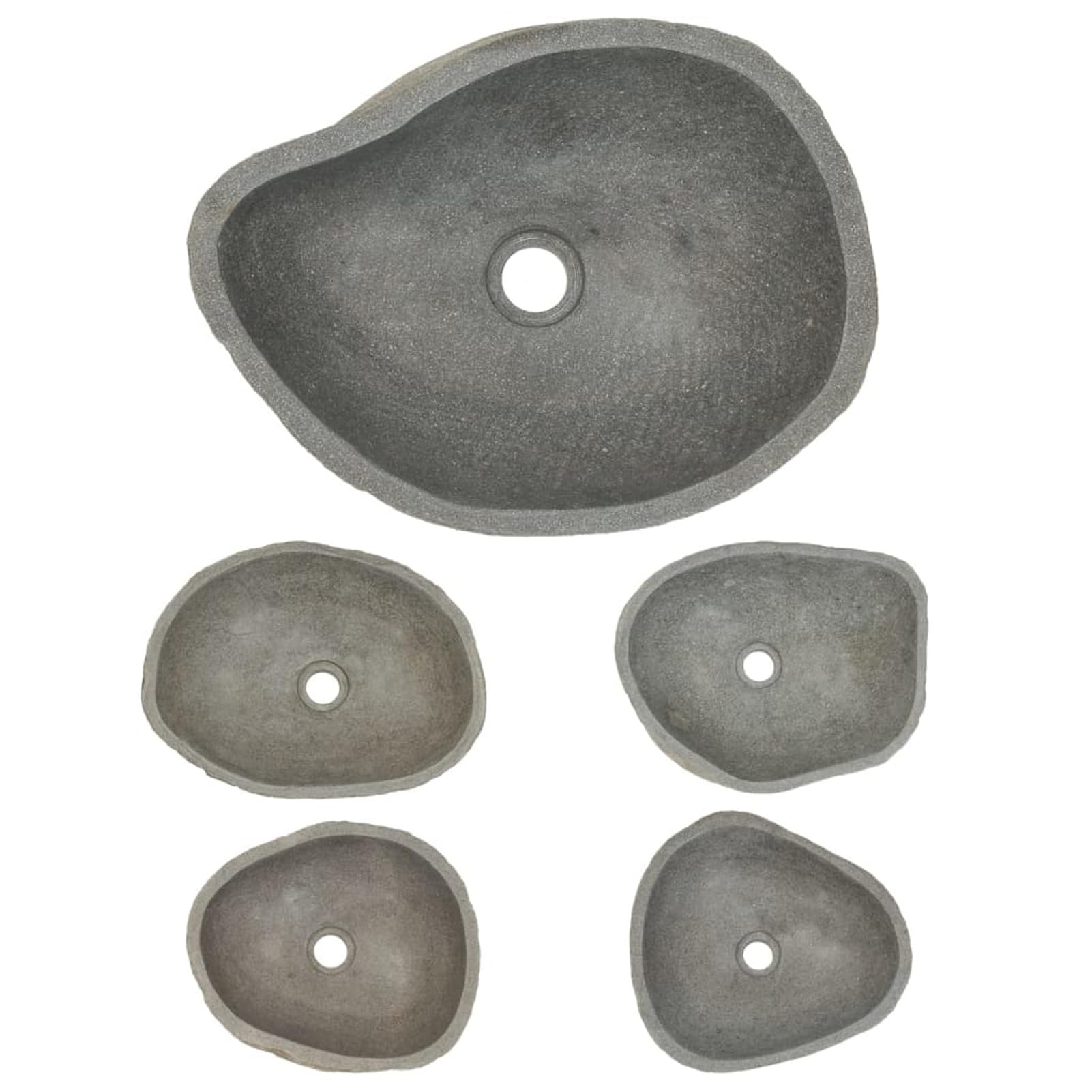 BaraSh Lavabo de Piedra de río Ovalado 37-46 cm Lavamanos PequeñO Encimera BañO