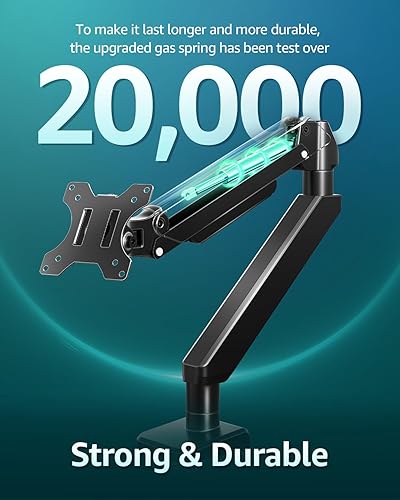Miniatura 8 de Brazo de monitor único de alta resistencia para pantallas de máximo 42 pulgadas, soporte de monitor para escritorio soporta 4.4-33 libras, soporte