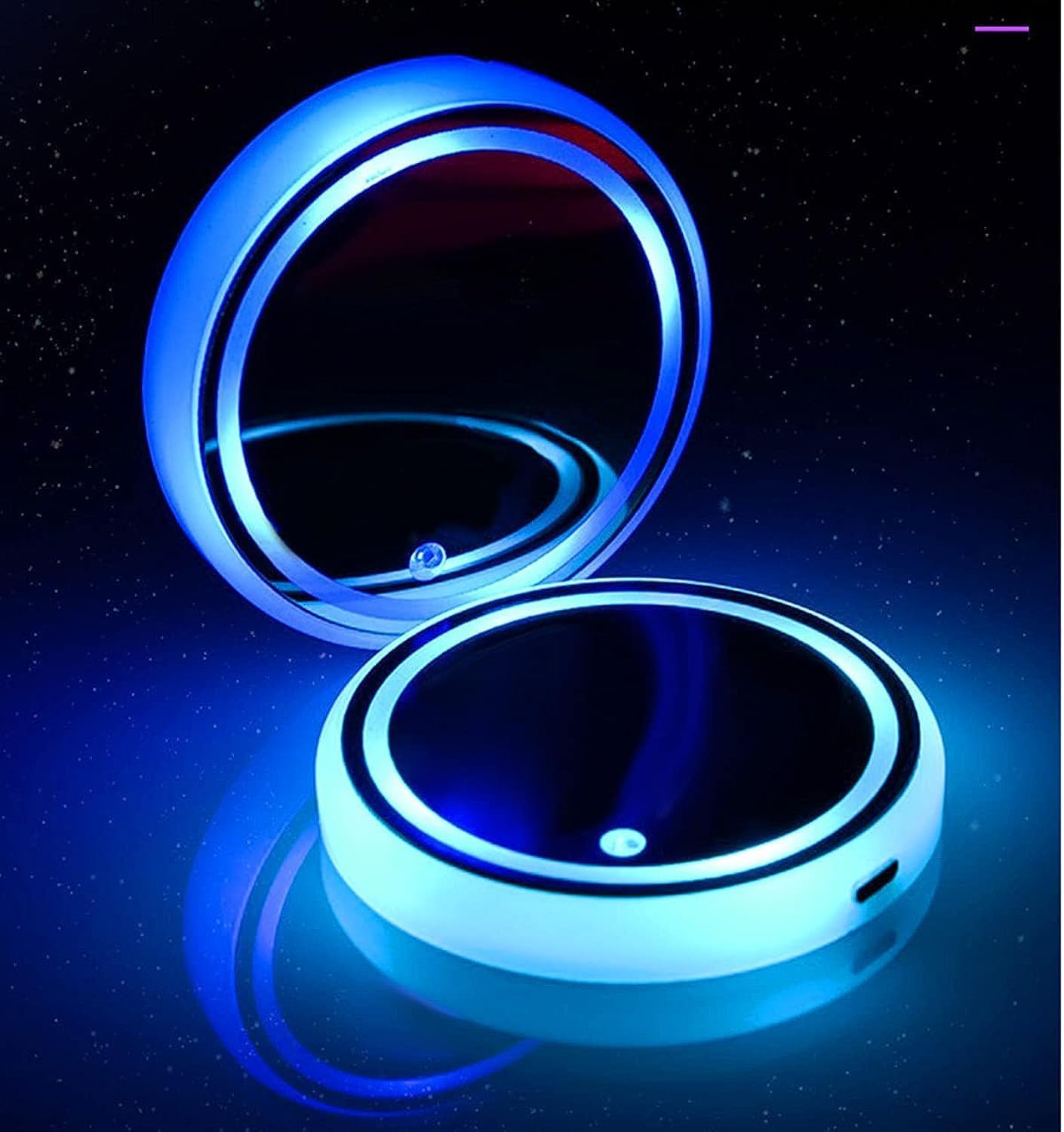 Showay LED Car Cup Holder Lights, 7 Colors Changing USB Charging Mat Luminescent Pad,Luminescent Pad Interior Atmosphere 2pcs Atmosphere, CARLED01, 2.67inch
