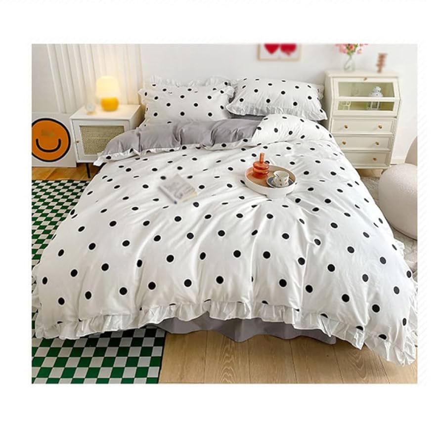 Amazon｜水玉模様のフリル寝具セット、子供、女の子、女性の部屋