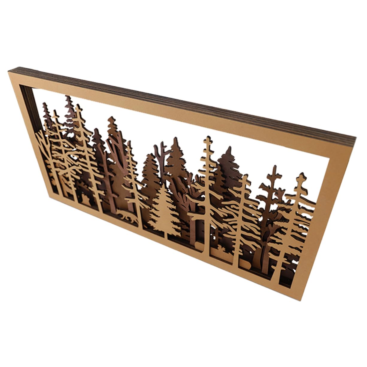 MAGICLULU Artesanía De Madera De Escritorio Planta Decoración Rústico Neón Bosque Guirnalda Árbol Artificial Placa De Pared Tallada En Madera