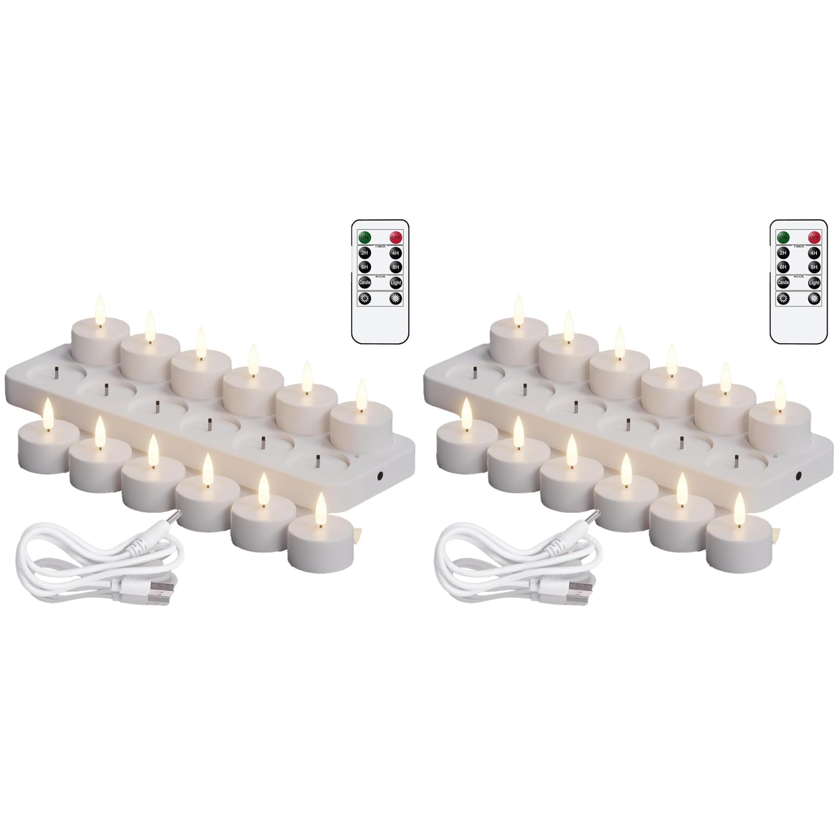 Hndhbfgrt 24X Rechargeable Flameless Tea Lights Candles with Timer Romote,LED Candles for Wedding Centerpiece Table Decor