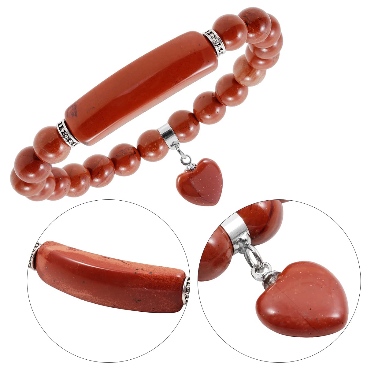 YDYDTTKD Stein-Armband, 8 mm Perlen, Chakra-Kristall, Energie, Herz-Charm-Armband, handgefertigter Schmuck für Frauen, Bergkristall