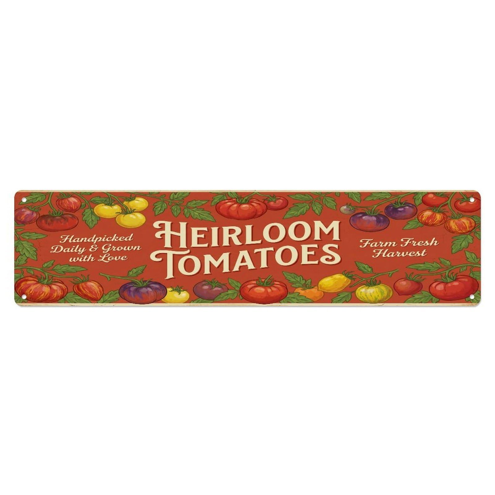 Fqcyn Style Metal Tin Sign Vintage Cottagecore Garden Tomato Harvest Banner