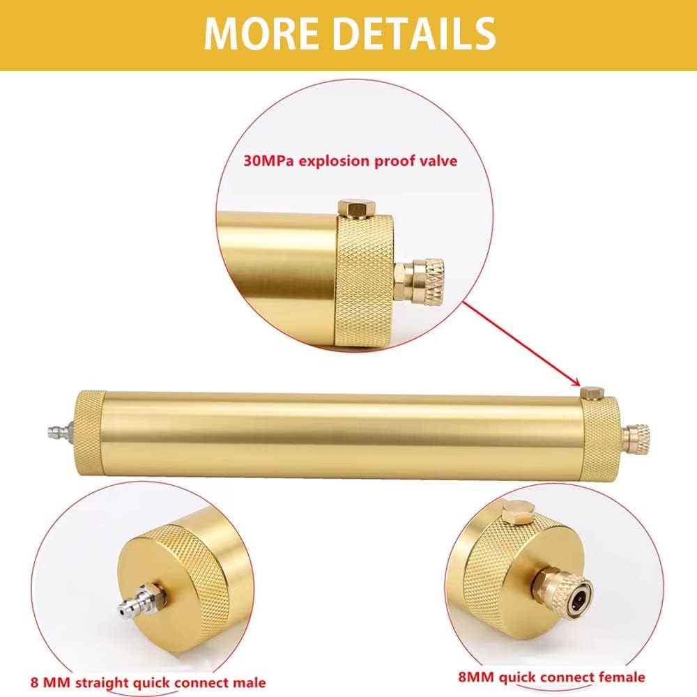 4500Psi Pcp Air Compressor Oil Water Filter,High Pressure Air Filter,Diving Water Oil Separator with 8mm Female and Male Quick Connector for Pcp Air Rifle Scuba Tank Charging L350*OD49*ID36mm