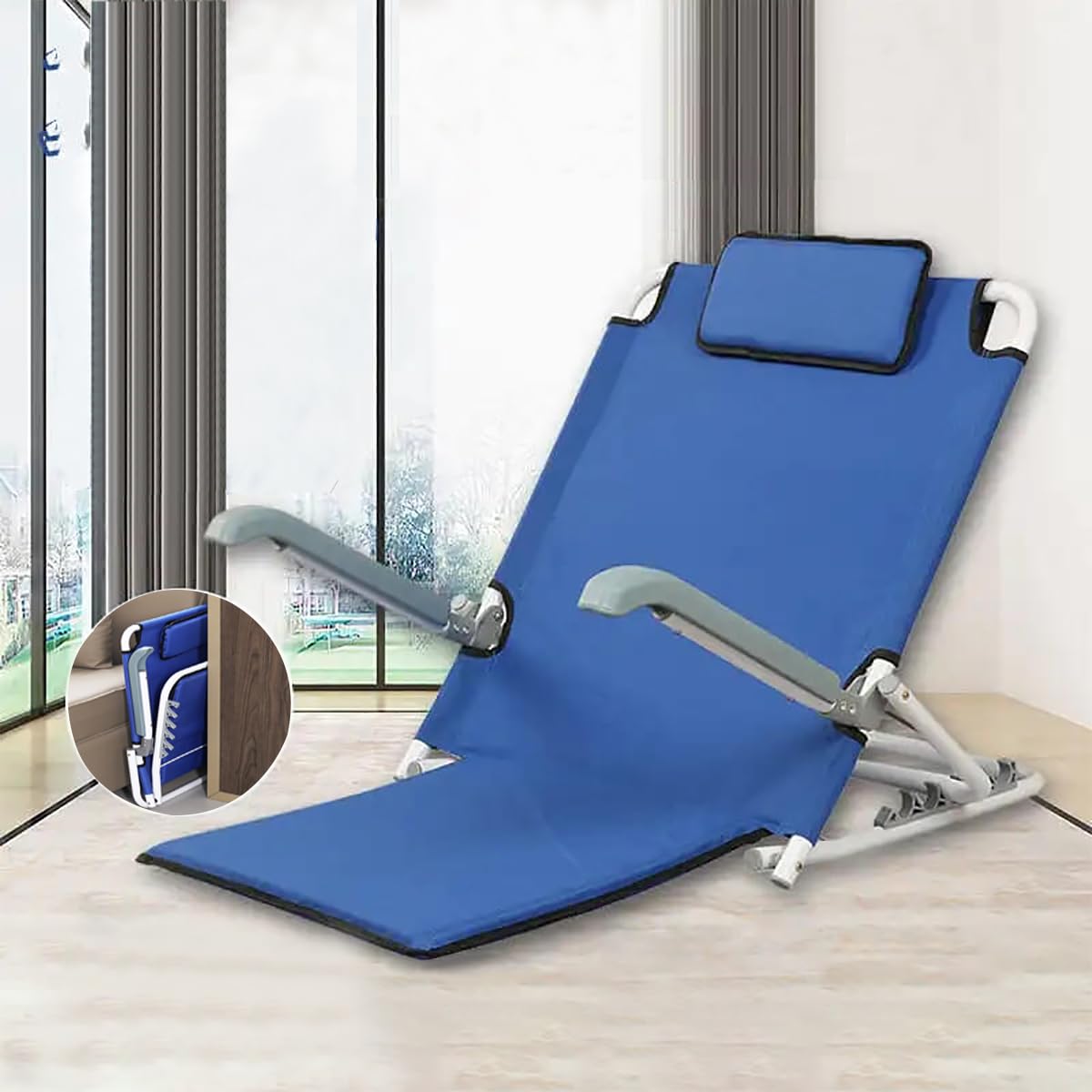 Respaldo para Cama Ancianos (35-75°), Respaldo Incorporador Cama, Incorporador para Cama Regulable, Respaldo Lumbar Camas,con soporte de pasamanos, cambio de ángulo de respaldo Evita malas posturas