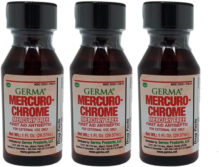Antiseptic 1oz Prevent infection in cuts, scrapes and burns QTY-3 by Mercurochrome