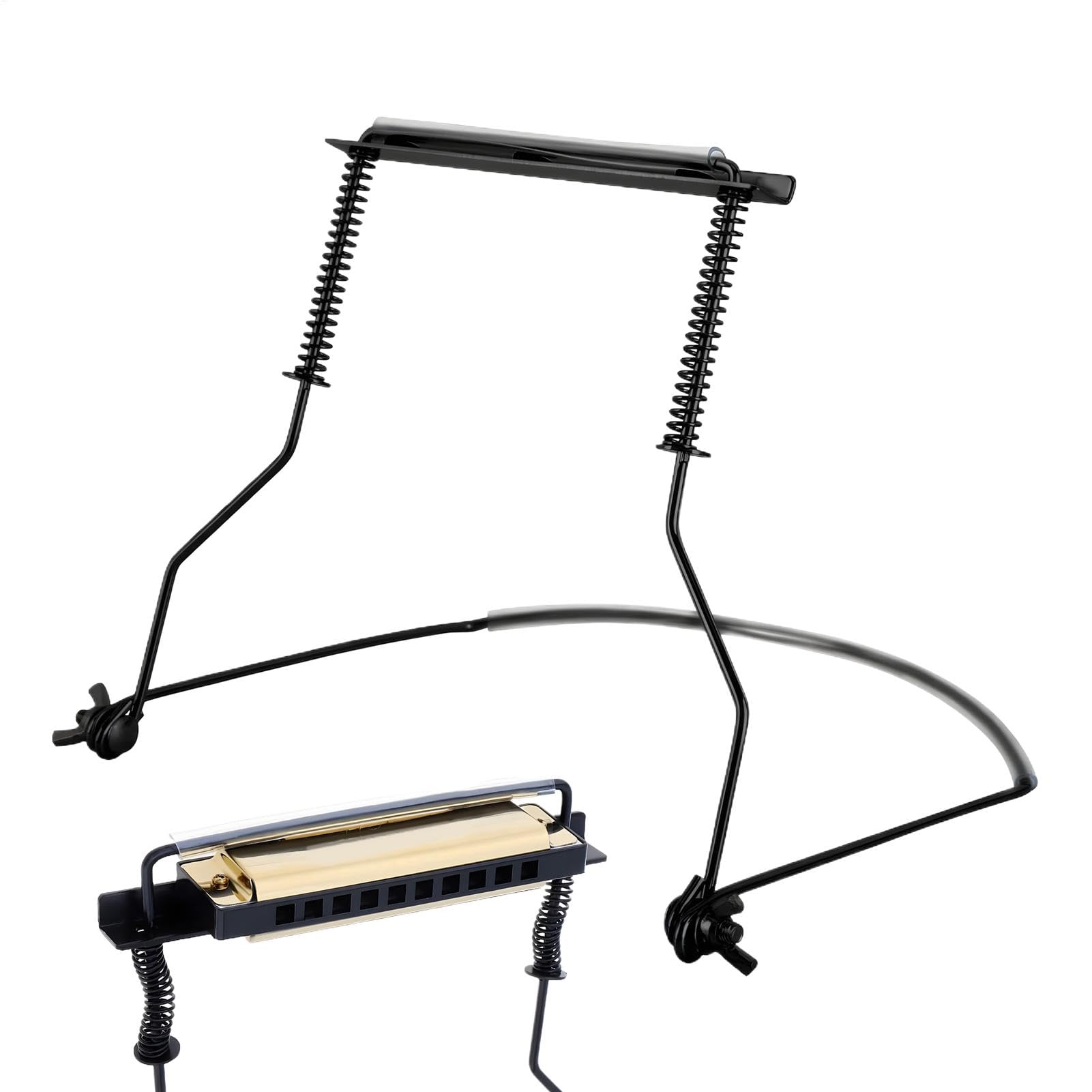 Support d'harmonica professionnel Générique, support d'harmonica 10 trous | Support d'harmonica à 10 trous, support de cou en métal noir anti-rayures, accessoire de Support professionnel pour adulte