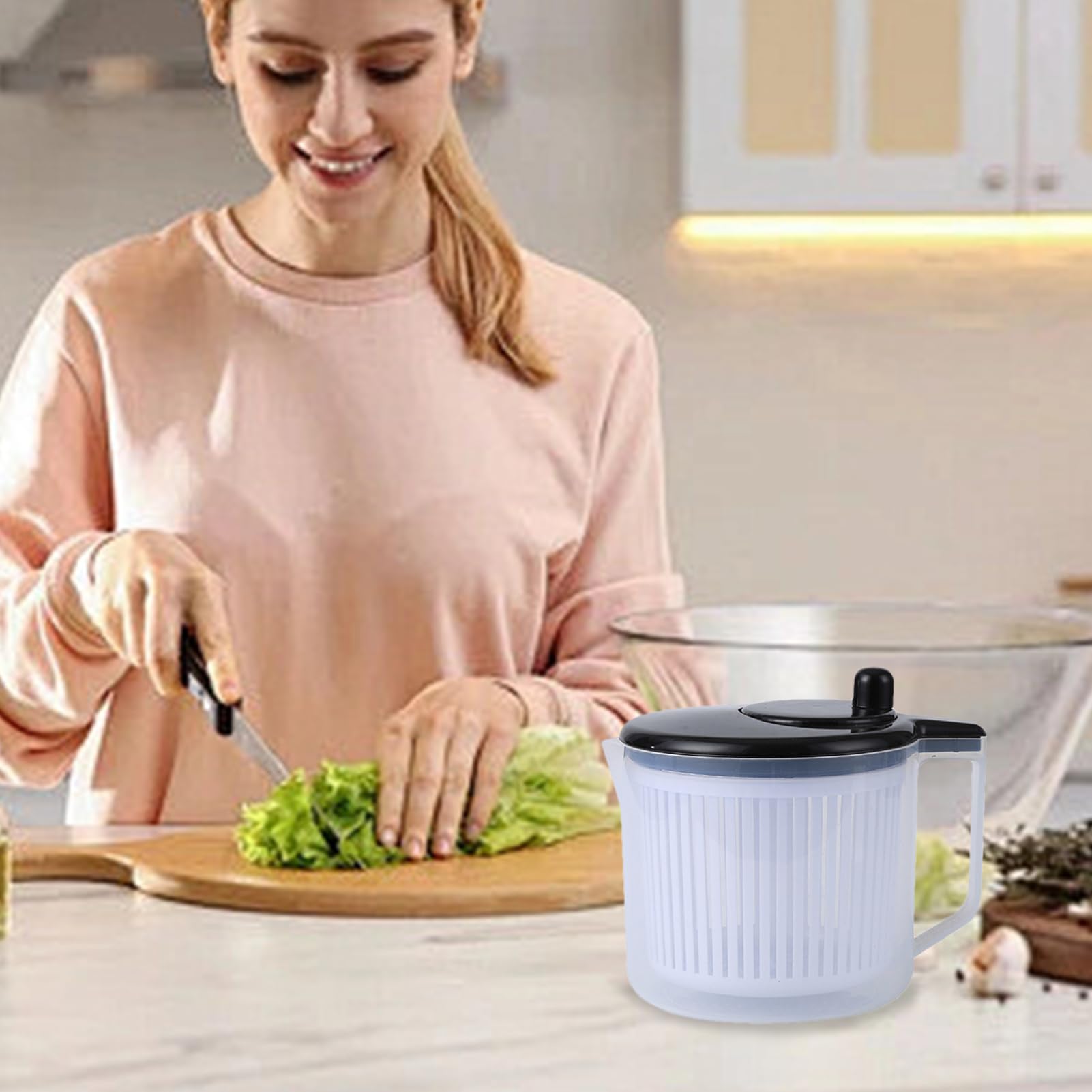 Large Salad Spinner | 8.66x6.69x7.28 inches Drain Basket Fruit Washing Bowl Kitchen Gadgets | Fruit Dryer Spinner Vegetable Washer with Handle | Multifunctional Fruit and Vegetable Dehydrator