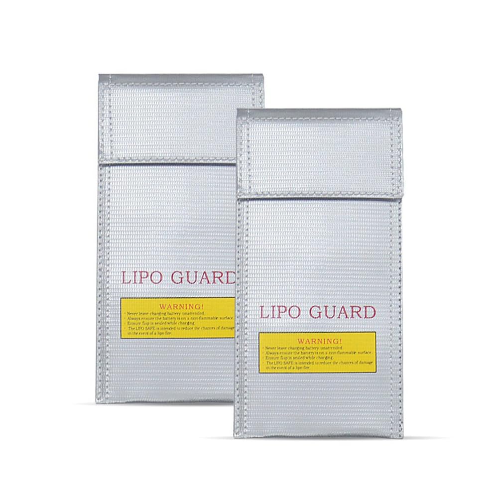 Mobile Battery Case, Fireproof, Fireproof Bag, Safety Bag, Lipo Battery, Storage Bag, Set of 2, Silver, 3.9 x 7.9 inches (100 x 200 mm), Explosion-Proof, Heat Resistant Design, Charging