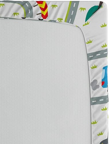 Miniatura 3 de Ambesonne Sábana bajera ajustable para autos, diseño de dibujos vibrantes con diseño urbano de tráfico, funda de cama con bolsillo profundo elástico