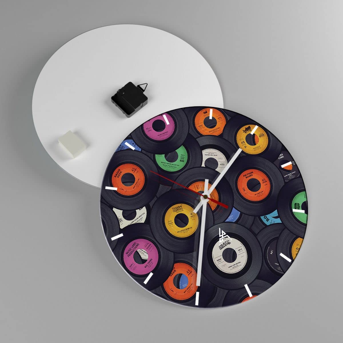 Moderno Reloj de Vidrio 40x40cm Redondo Decorativo Cultura Música - 4185
