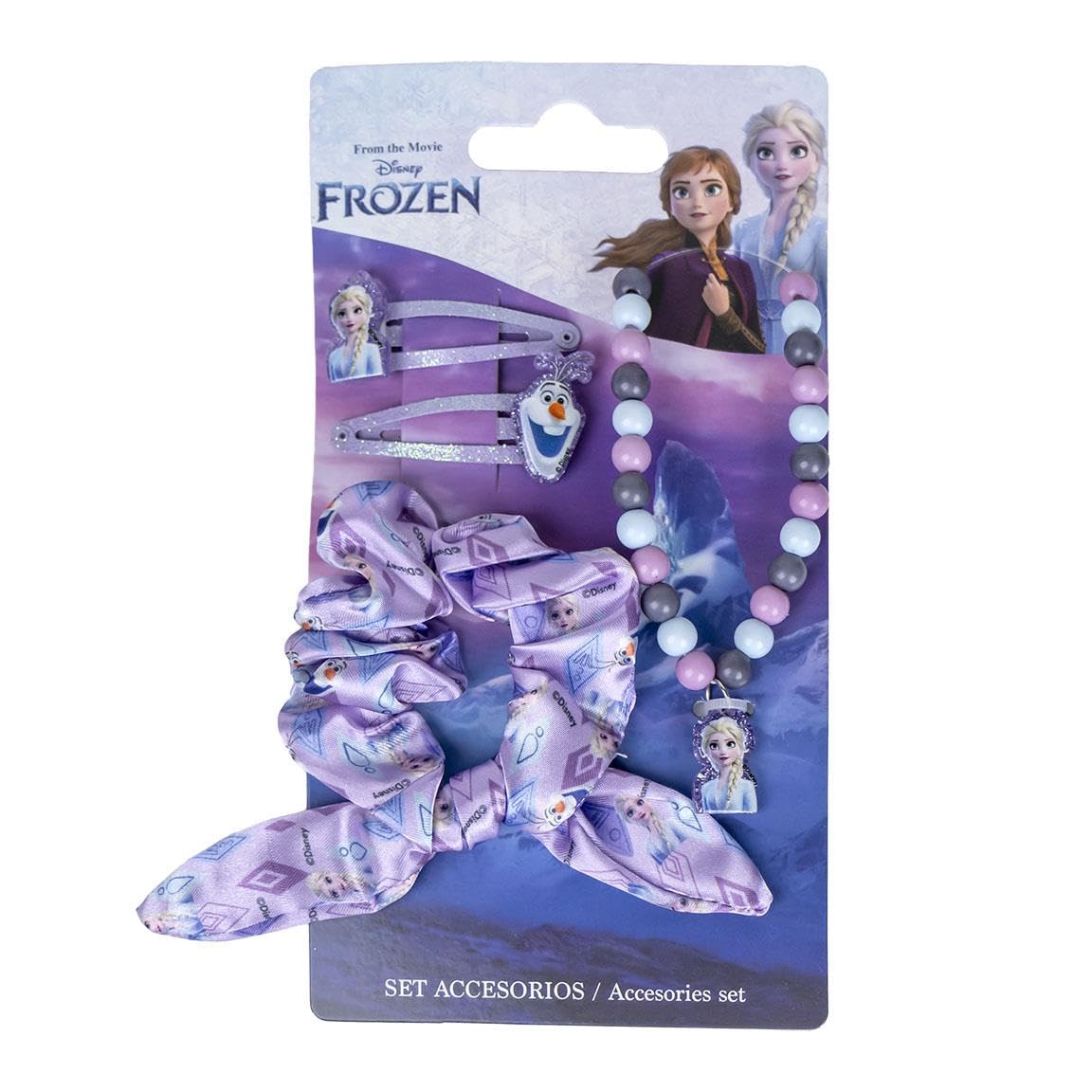 BNIP New Disney Frozen 2 x Snap Hair Clips & Hair Scrunchie & Necklace