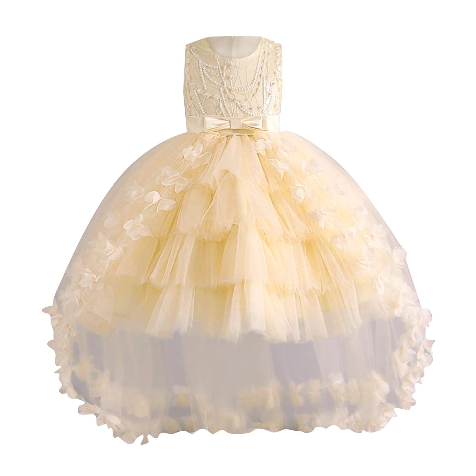 Vestito Elegante alla Moda per Ragazza Scintillanti Bambina con Carino Stampa Principessa Sottoveste Gonna Abito Motivo Floreale Vestiti Cintura Dress Altalena