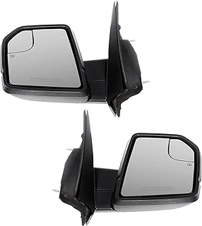 Power Heated With Turn Signal Left Driver Right Passenger Left+Right L&R Side Towing Mirrors For 2015 2016 2017 2018 2019 2020 For Ford For F150 Pickup Truck with Black Housing Manual Folding