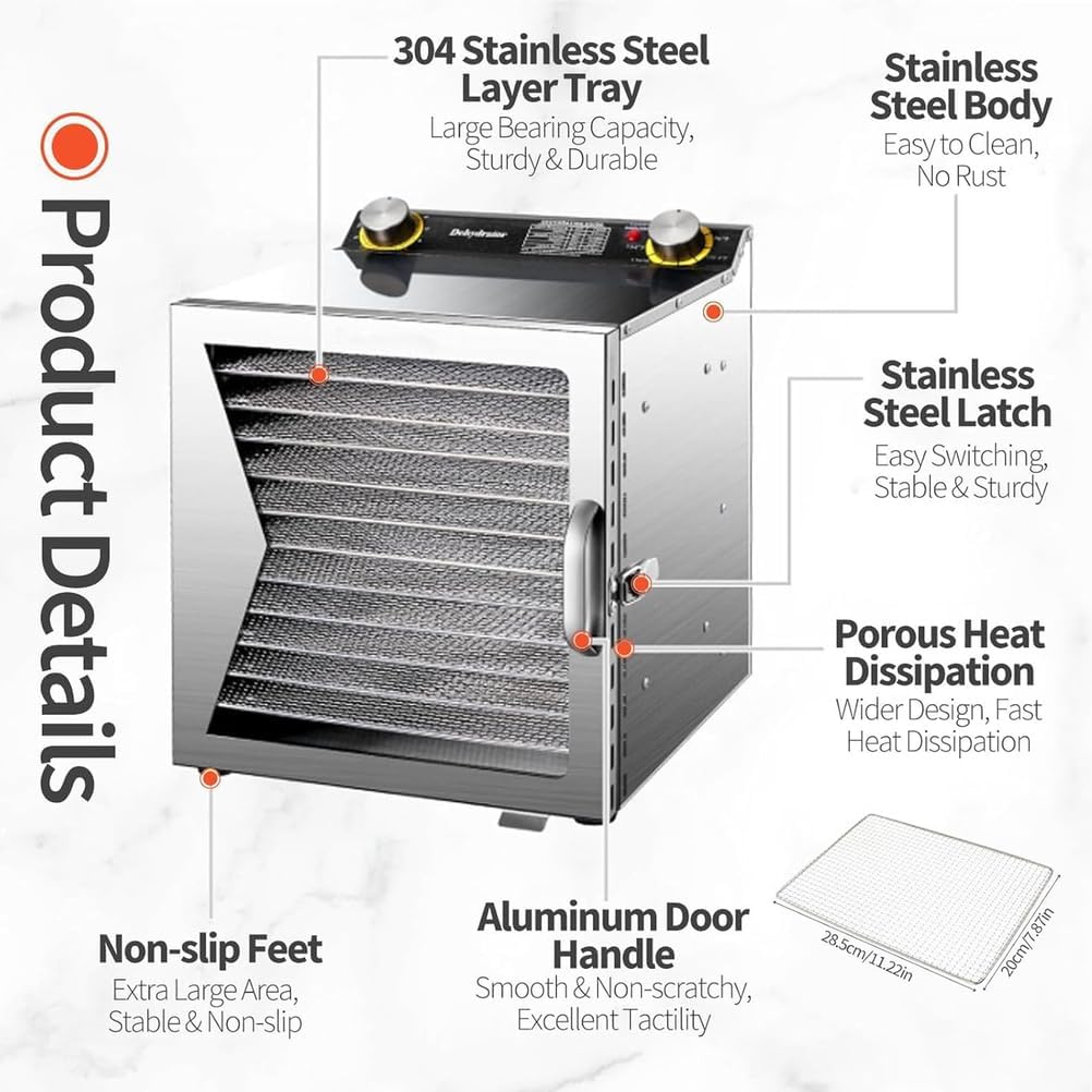 Freeze Dryer, 6/8/12 Layers Freeze Dried Machine, with 12H Timer, Stainless Steel Fruit Dryer,for Fruits, Vegetables, Meat, Seafood,8Layer