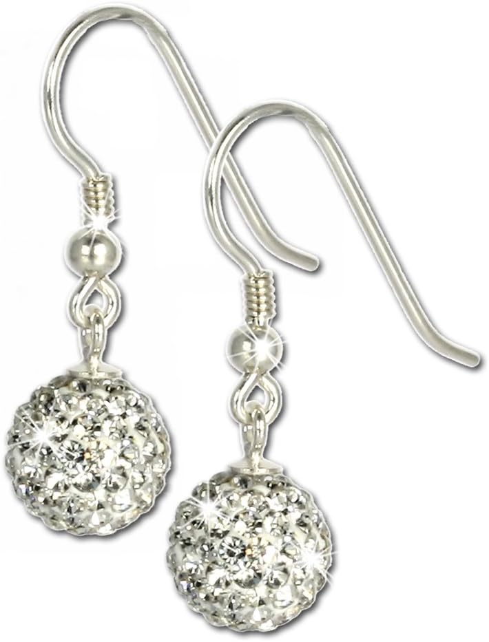 SilberDream Glitter Earring Swarowski Elements white, 925 Sterling Silver GSO201