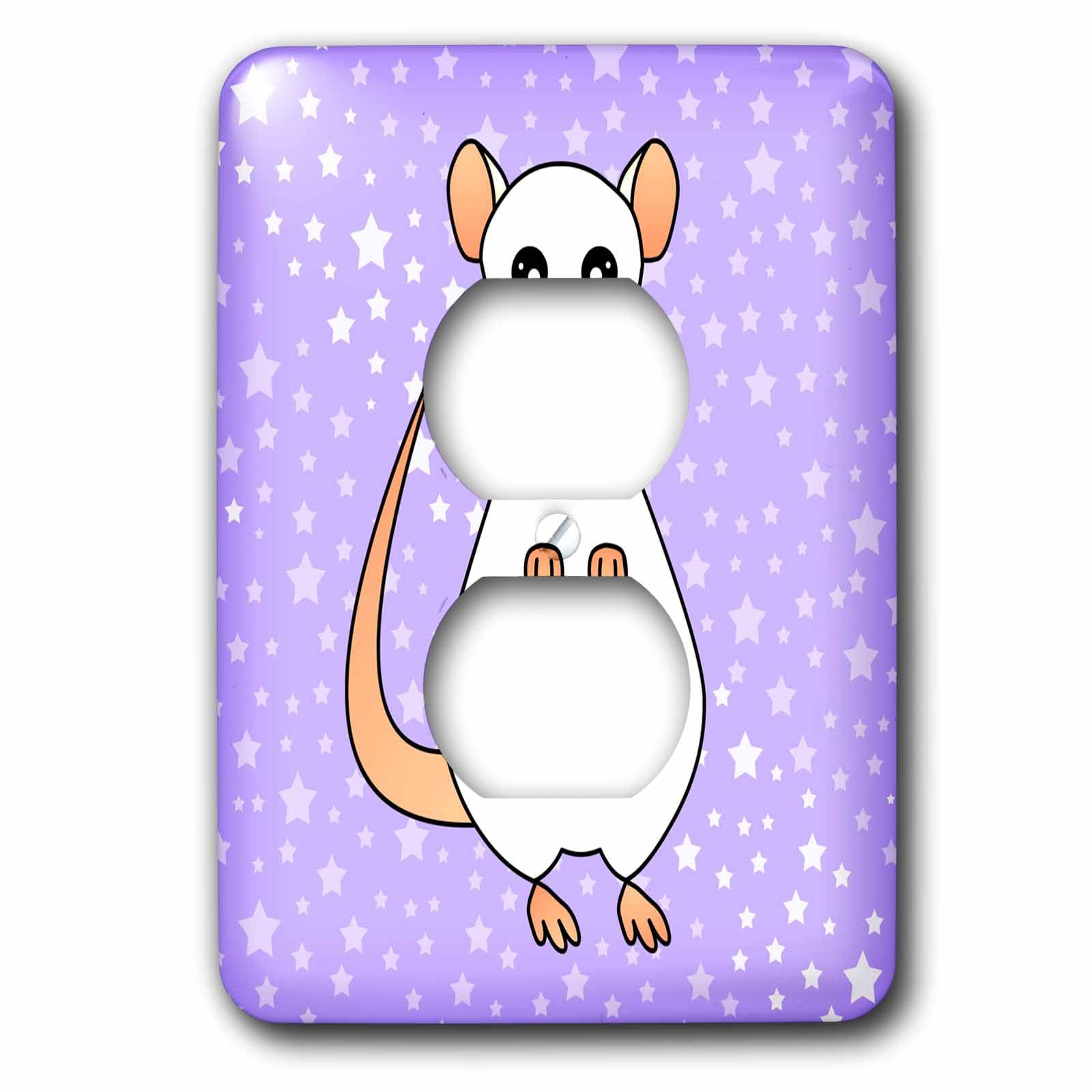 Couvercle de prise double 3dRose lsp_10803_6 rat blanc fond violet