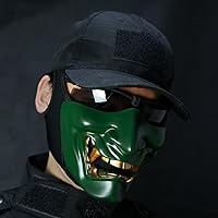 Vista 48 de AOUTACC Mascarillas de media cara Airsoft, monstruo demonio malvado, Kabuki, Samurai, Hannya Oni, máscaras protectoras de media cara, baile