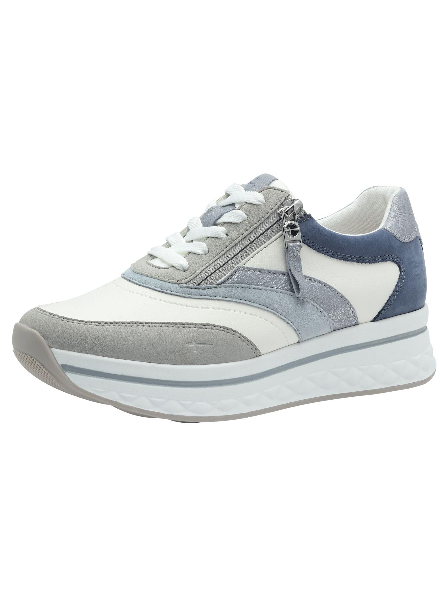Tamaris Comfort Women’s Platform Sneakers with Zip Sporty, Lt Blue Comb, 7,5 UK