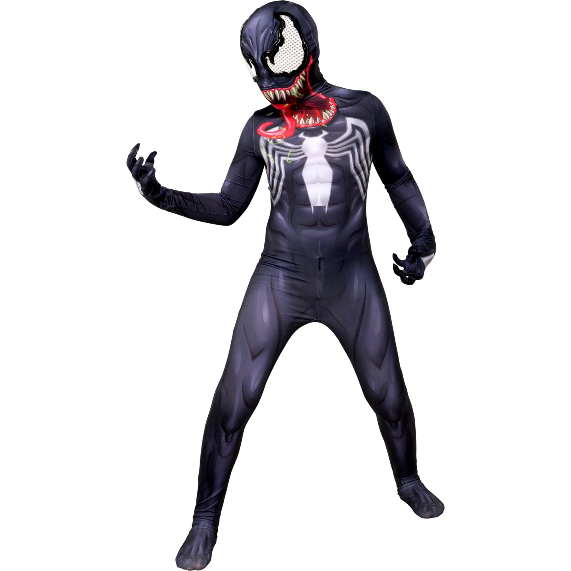 MARVEL Venom Youth Zentai Halloween Costume - Spandex, Invisible Zippers, Wrist Openings