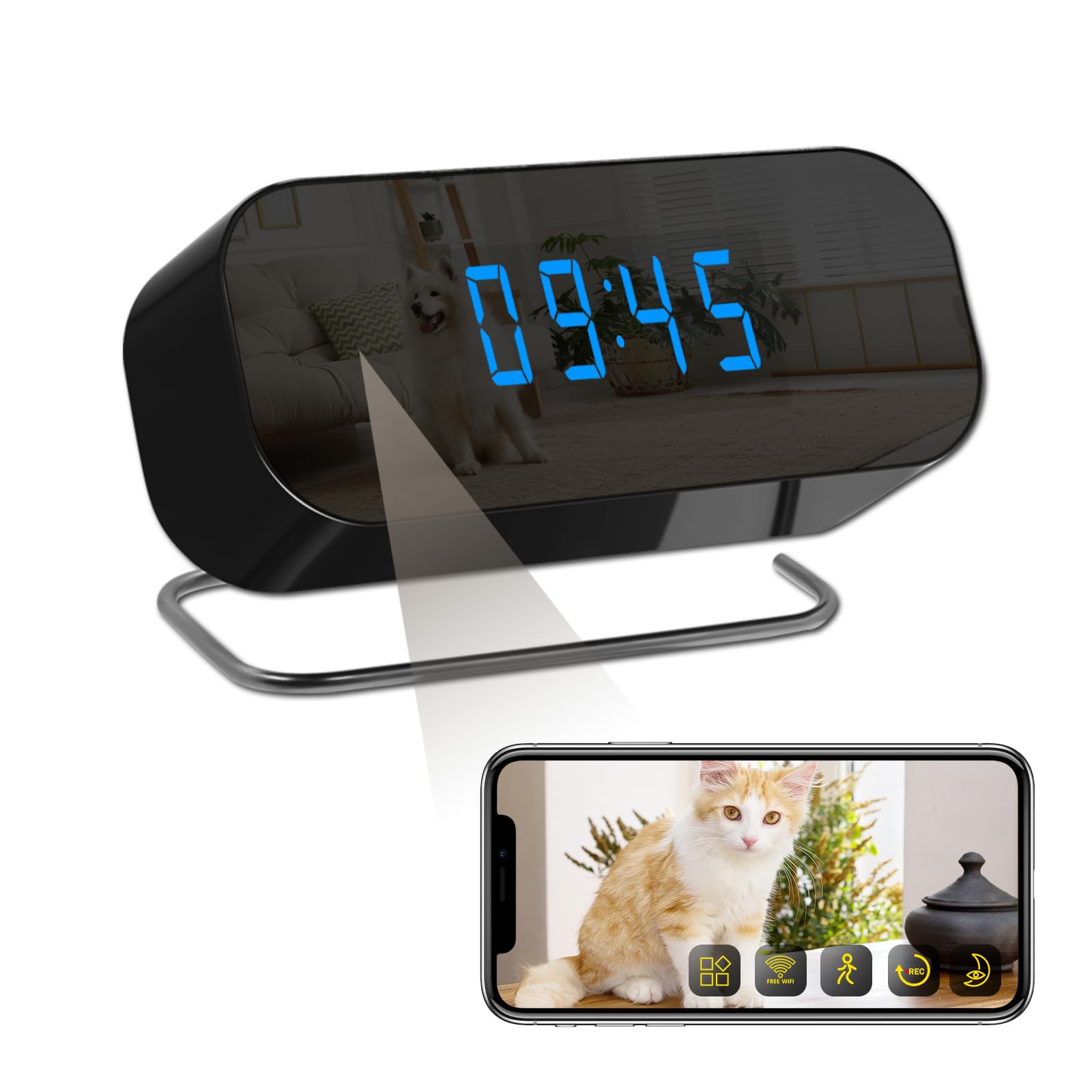 Wireless Smart Clock Mini Camera HD 1080P WiFi Video Recorder Nanny Cam with Motion Detection Remote View Night