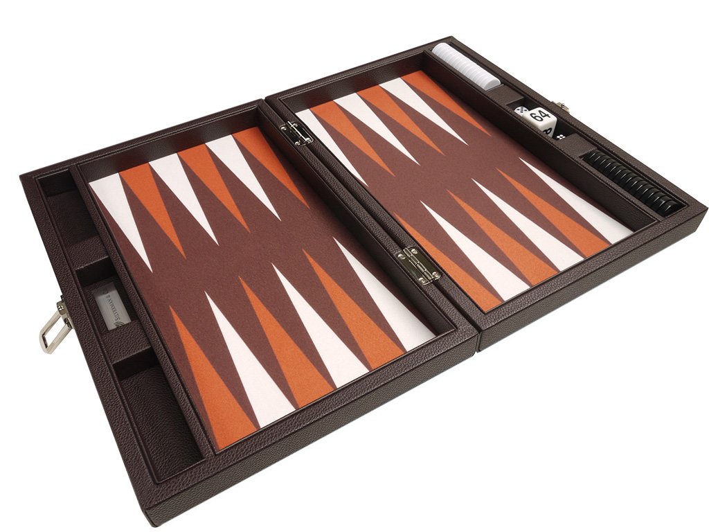 Silverman & Co. Backgammon da viaggio Premium da 33 cm, marrone scuro, 2 giocatori, età 12+