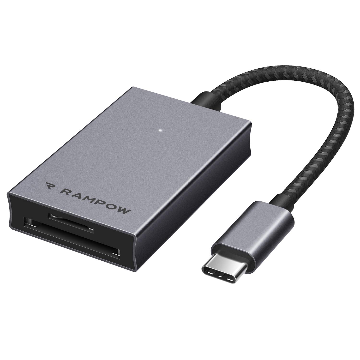 RAMPOW 2 in 1 SD Card Reader - 5Gbps USB C to Micro SD Memory Card Reader - High Speed OTG Card Reader Compatible MacBook Pro/Air, iPad Pro, Surface Book, Samsung Galaxy etc - Space Gray, 0.6ft