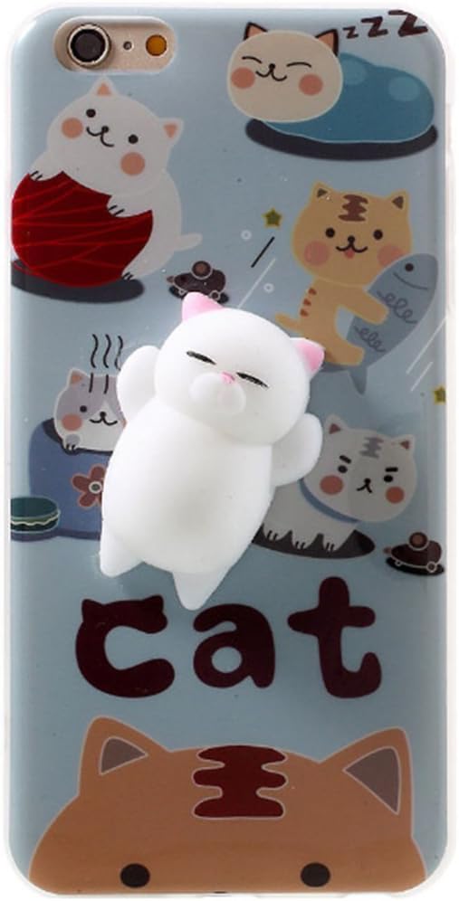 Squishy Case for iPhone SE 5s 5,Cute 3D Soft Silicone Cute Bear Toy on Back for Release Stress Protective Phone Cover for iPhone SE 5s 5 (Lovely cat)