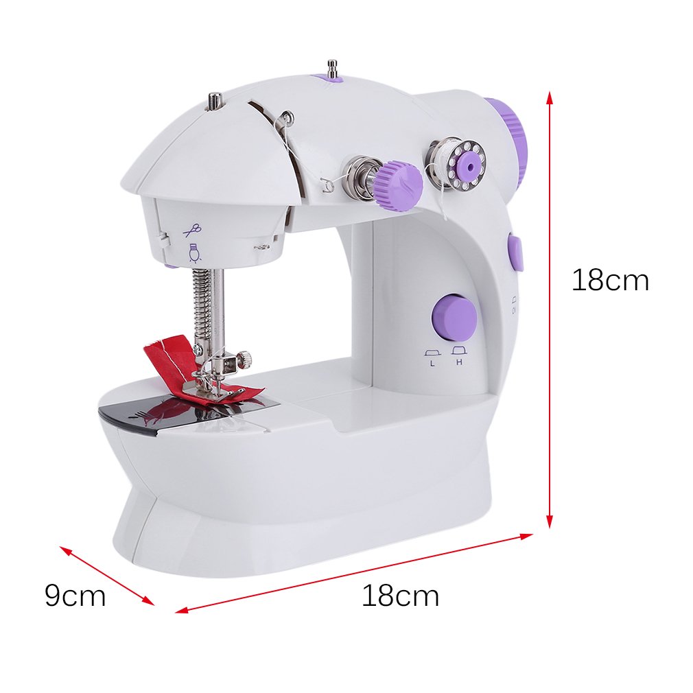 mini macchina da cucire, 2 velocità, programmi di cucito con pedale + luce a LED, programma per principianti, velocità di cucitura regolabile con numerosi accessori.