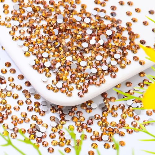 Image of Gold Flatback Rhinestones, Glass Rhinestones for Nail Art and Craft, Glue Fix, Loose Crystal Gemstones(Gold, SS4, 1440pcs, 1.5-1.7mm)
