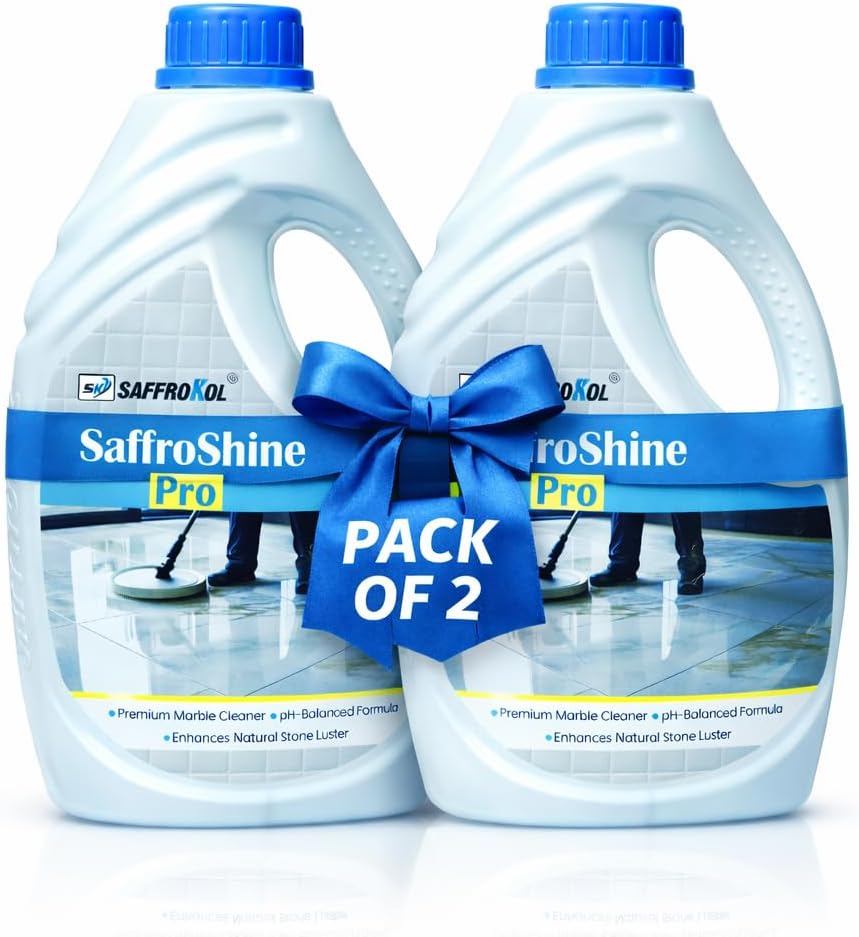 Saffroshine Pro Marble Cleaner Shampoo 1 Litre– pH Neutral Floor Cleaning Liquid, Strong Stain Remover for Home Granite Stone Quartz, Kota, Italian Shiner (Pack of 2)