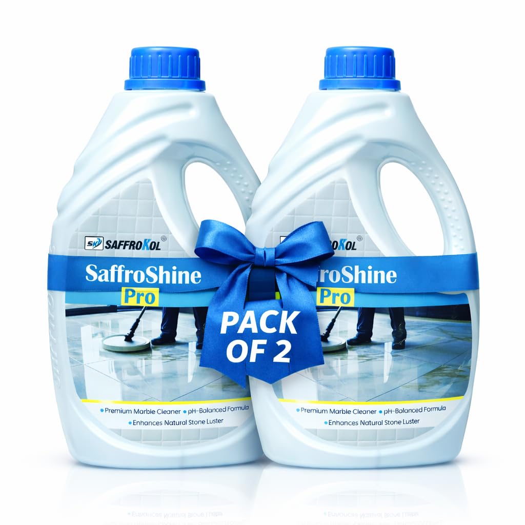 Saffroshine Pro Marble Cleaner Shampoo 1 Litre– pH Neutral Floor Cleaning Liquid, Strong Stain Remover for Home Granite Stone Quartz, Kota, Italian Shiner (Pack of 2)