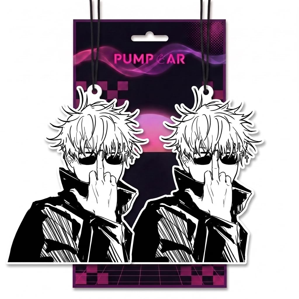 PumpCar 2 pieces sorcerer double-sided hanging Japanese anime vanilla-scented car air freshener Cool anime hanging for rearview mirror Car Interior Accessories Gifts Anime Manga Fans Sorcerer Finger