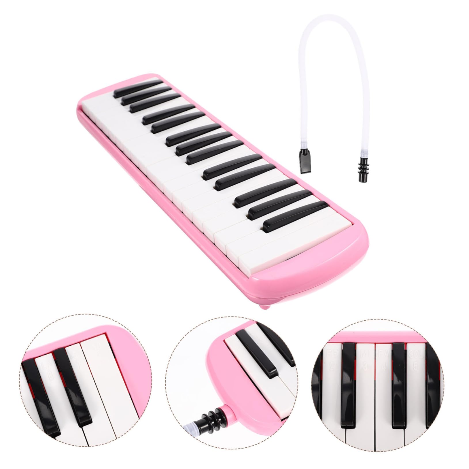Melodica 32 Tasti per Principianti, Bambini e Adulti Rosa | Armonica a Bocca Bocchini Lunghi e Corti, Abs Plastico e Nylon, per Bambini a Natale e Compleanno