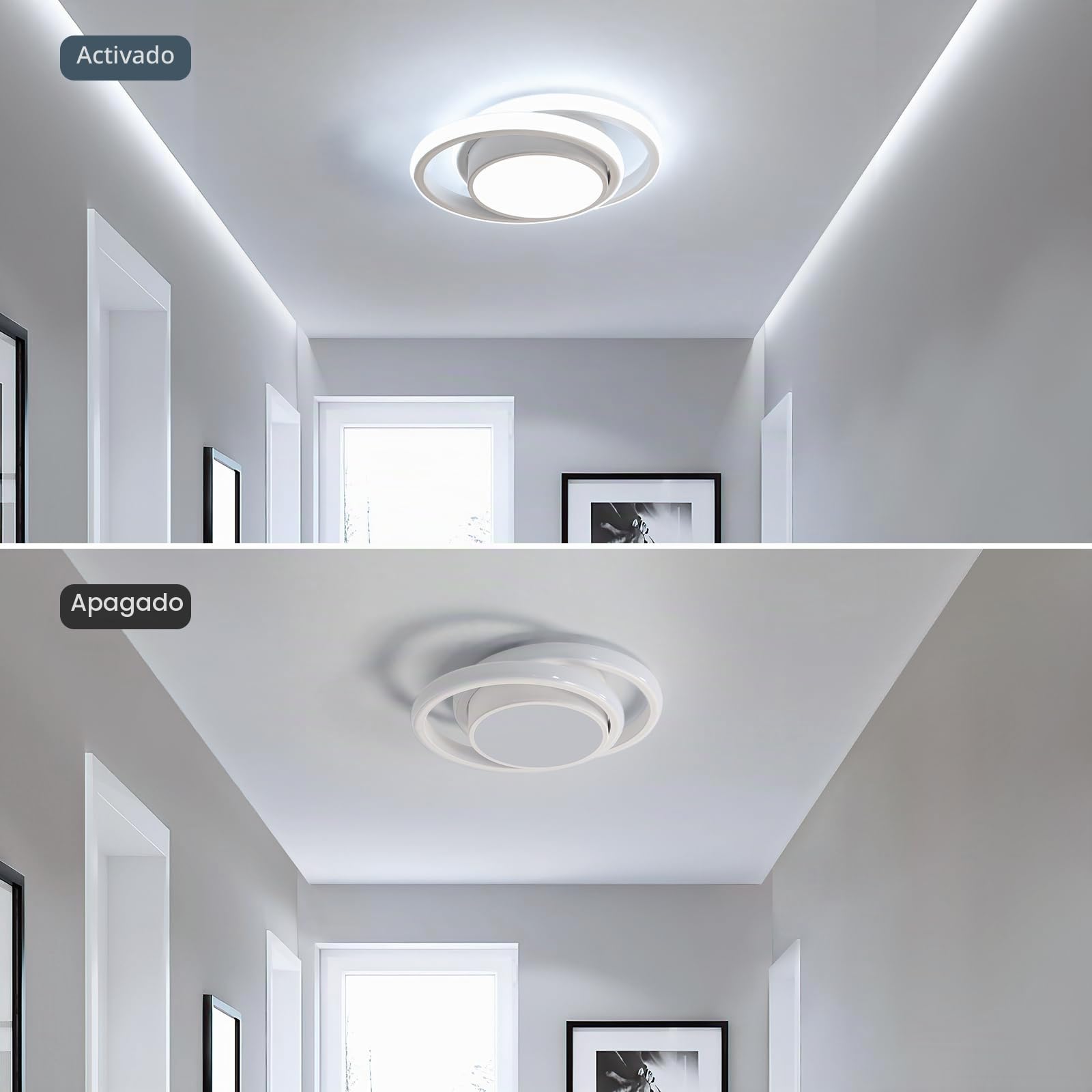 Goeco Plafon LED Techo Redondo Moderna, 32W 2350LM 6500K, Blanco | Lámpara de Techo LED, Luz de Techo para Corredor Baño Cocina Dormitorio Pasillo, Blanco Frío
