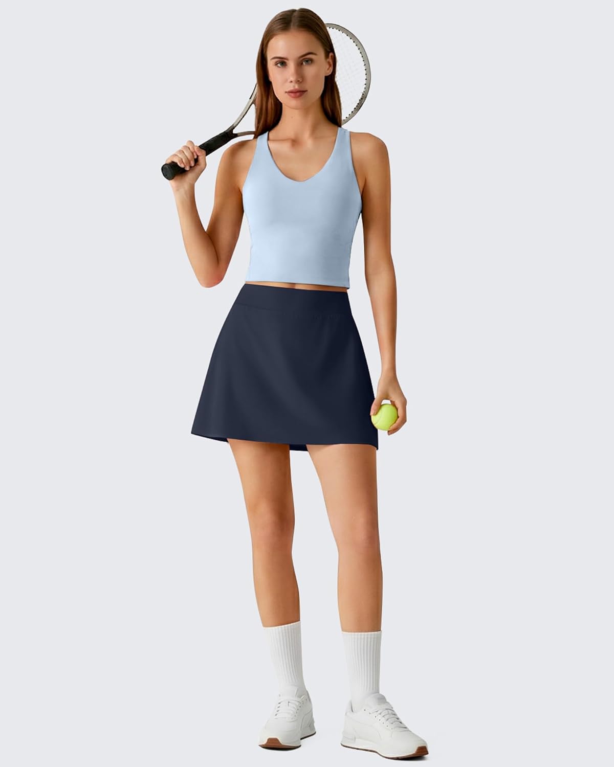 G4Free Lightweight Tennis Skirts for Women - 15" Athletic Yoga Wasit Skirt Casual Golf Skorts Inner Shorts with 2 Pockets